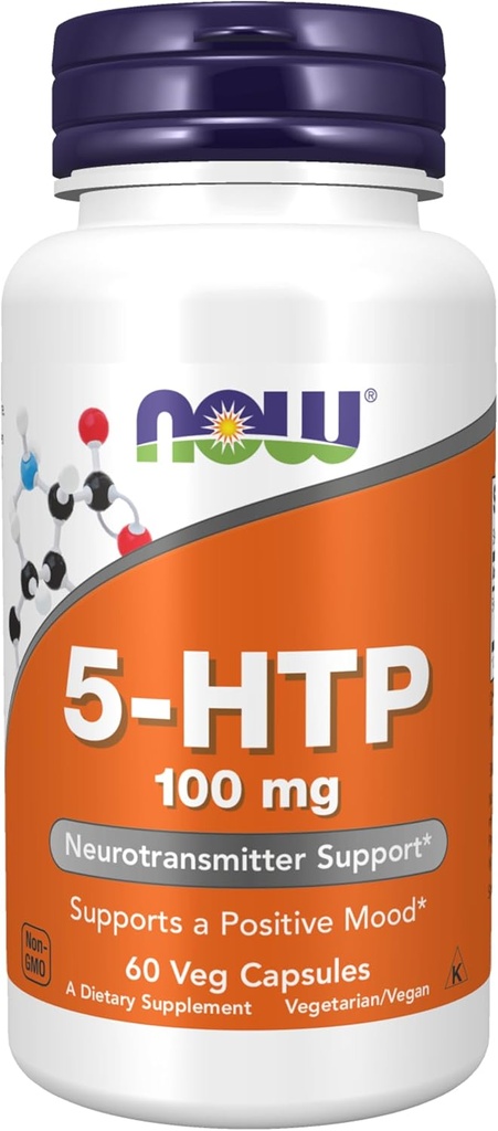 NOW Foods Supplements, 5-HTP (5-hidroksitriptofan) 100 mg, Neurotransmiter Support*, 60 Veg kapsule