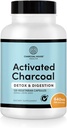 Charcoal House Activated Charcoal Capsules per a adults Natural, Vegan, No-GMO i Guten Free Charcoal Pragals per a Stomach Netse, Digestion, Gas & Nausana Service USPICE 125 ct.