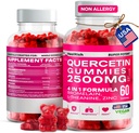 Quercetin Gummies - 2500MG Quercetin con Bromelain L-theanine & Zinc - Pure Supplemento per Sistema Immune Lung and Allergy Support - Integratori Vegan per Bambini & Adulti - Made in US