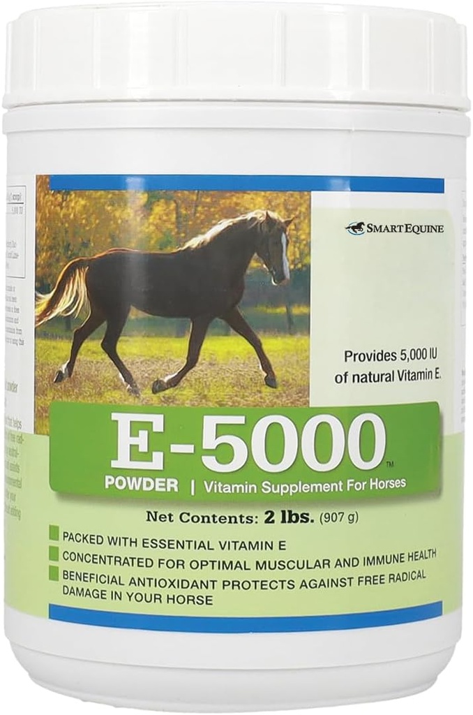 E5000 Pulver | Vitamin E für Pferde | Antioxidante Unterstützung mit Pferd Vitamin E Ergänzung | Konzentriert für optimale Muskel- & Wellness-Unterstützung | 2 lb