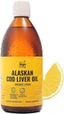 Target Living Alaskan Cod Liver Oil Liquid | Organik Lemon Flavor 16.67 oz | Line Caught in the USA | Natural Occurring Vitamin D | Rich in 3 DHA/EPA | Non-GMO Project Sertifikalı