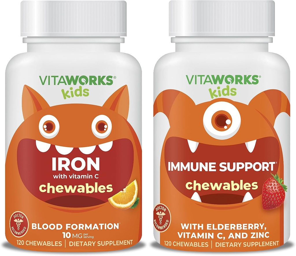 Uşaqlar Iron 10mg + Vitamin C Chewables + Yaşlıberry + nikel + C Chewables