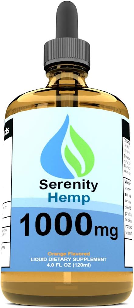 Serenity Hemp Oil - 4 fl oz 1,000 mg (Orange) - May Help with Inflammation, Pain, Mood & More - Rich in Vitamin E, Vitamin B, Omega 3,6,9