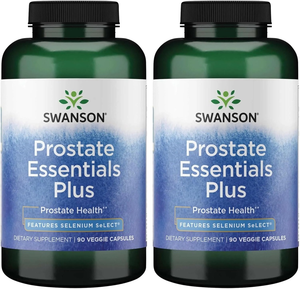 Swanson Prostate Plus - Urinary Tract Flow & Frequency sustatzen duten gizonen osagarri naturala - Prostate Health 90 Veg kapsulak (2 paketea) onartzen dituena