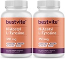 BESTVITE N-acetil-L-tirozīns 350 mg (NALT) (240 kapsulas) (120 x 2) - bez stearātiem - bez ĢMO - bez lipekļa