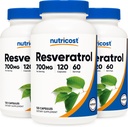 Nutricost Resveratrol 700mg; 120 kapsula begetal - 50% Trans-Resveratrol (3 botila)