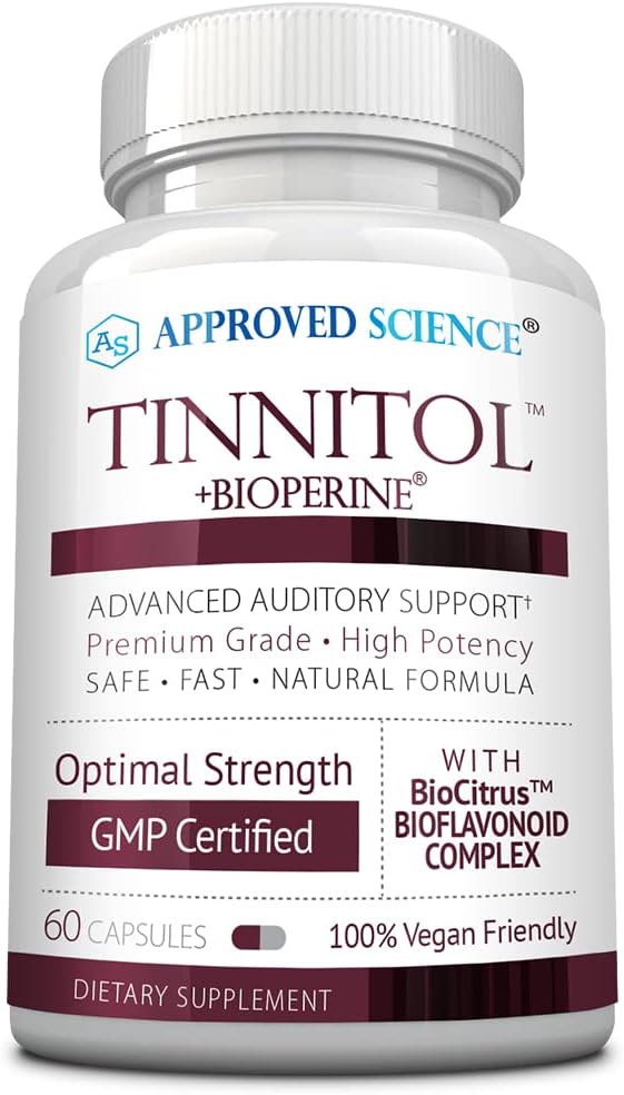 Goedgekeurde Wetenschap Tinnitol - Tinnitus Ondersteuning Supplement - Ease Ringing in The Ears - Boost Inner Ear Health - 60 Capsules - Made in The USA