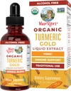 MaryRuth Organics USDA Turmeric Gold Liquid Drops | Herbal Band | Turmeric Curcumin | Black Pepper | Cassia Cinnamon Bark