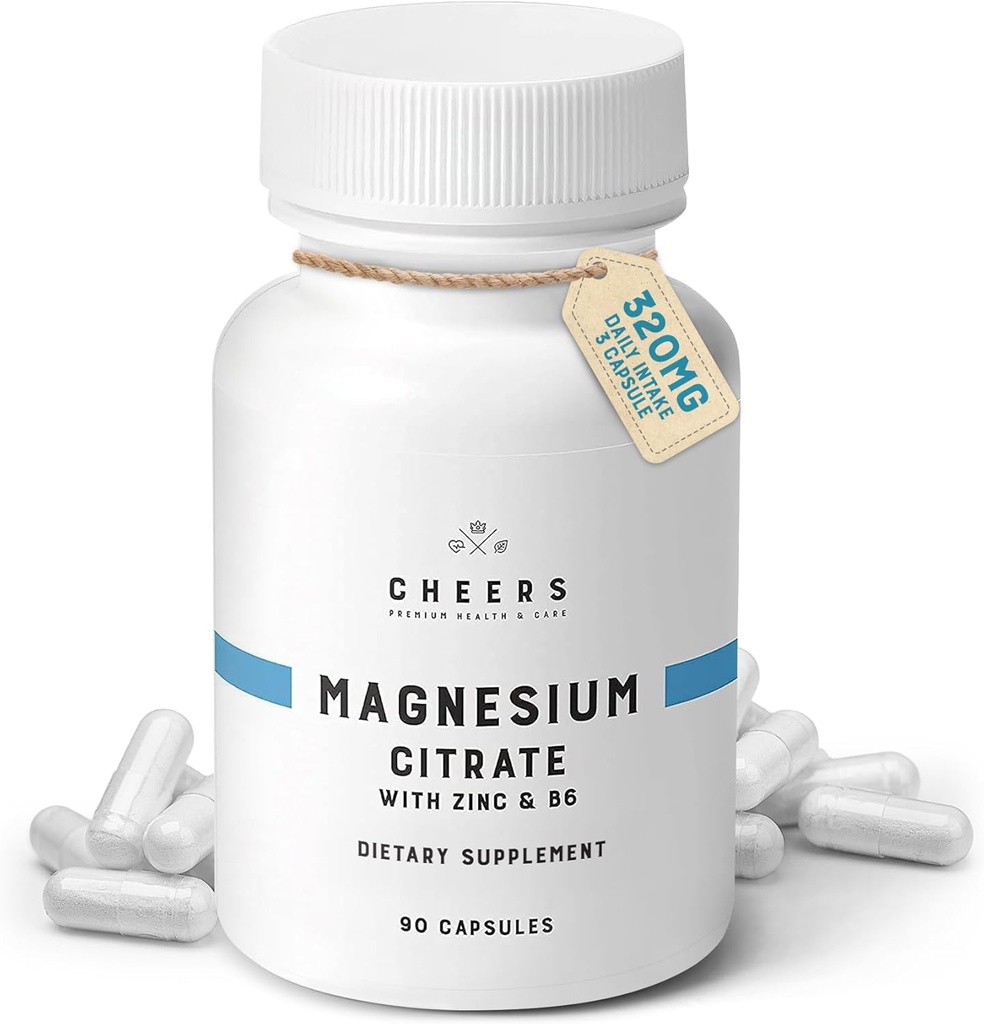 Cheers Magnesium Citrate 320mg ← Apoya Muscle & Nerve Health, Immune Boost &amp; Stress Relief TEN Magnesium Supplements with Vitamin B6 & Zinc ← Non-GMO, Vegan, No Artificial Ingredients TEN 90 Capsules
