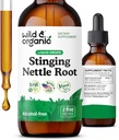 Wild & Organic Stinging Nettle Root Drops - Stinging Nettle Extract Tincture for Men & Women - Skysta Urtica Dioica Priedas - Vegan, Cukrus & alkoholiai - nemokamai - 2 fl oz