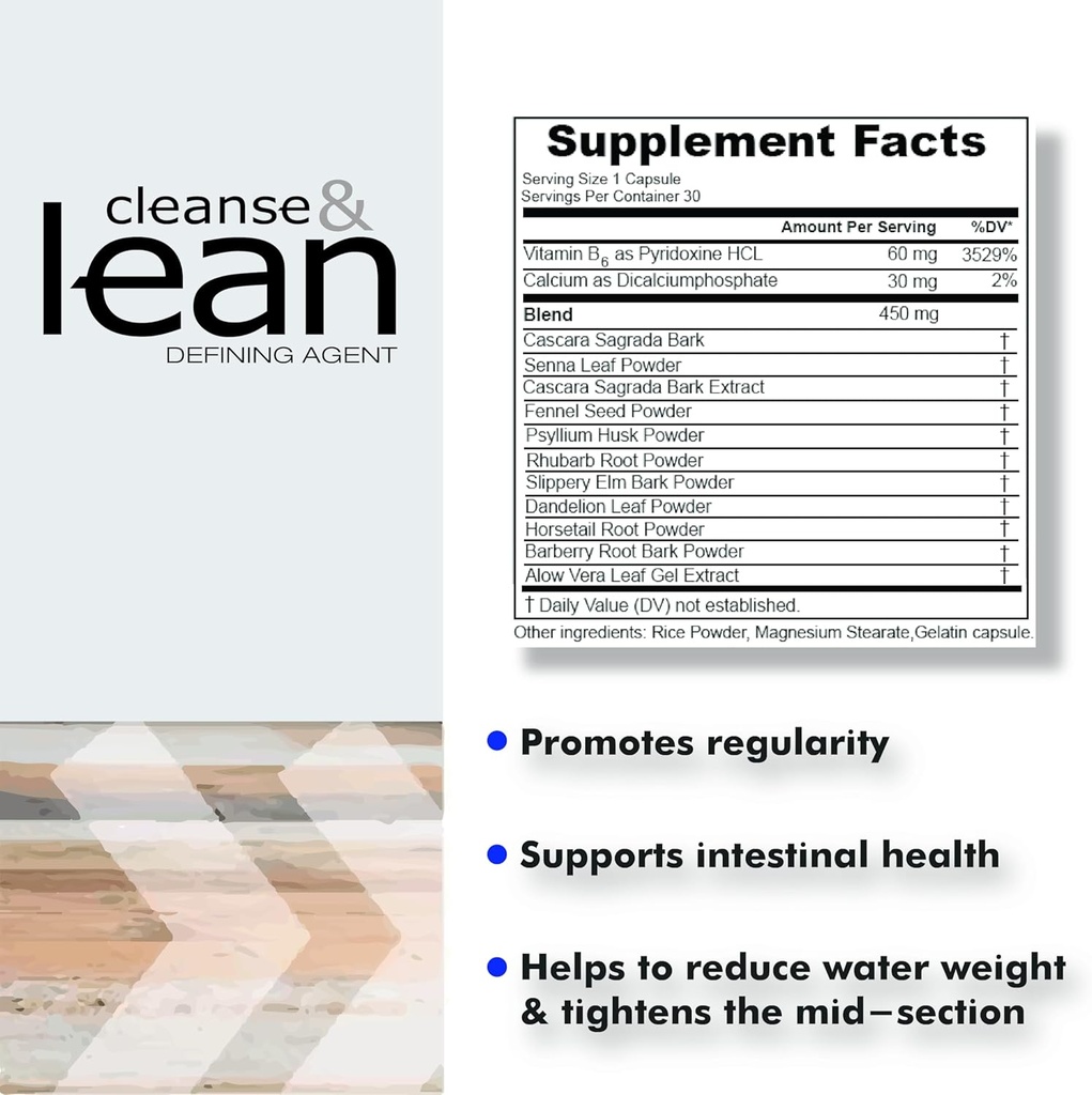 Max Muscle Naturaliga Cleanse a Lean Defining Agent Bylinné čištění pro Regularitu w / Přírodní detoxikační přísady pro Gut zdraví Colon Detox zdraví a nafouknutí, 30 Počet