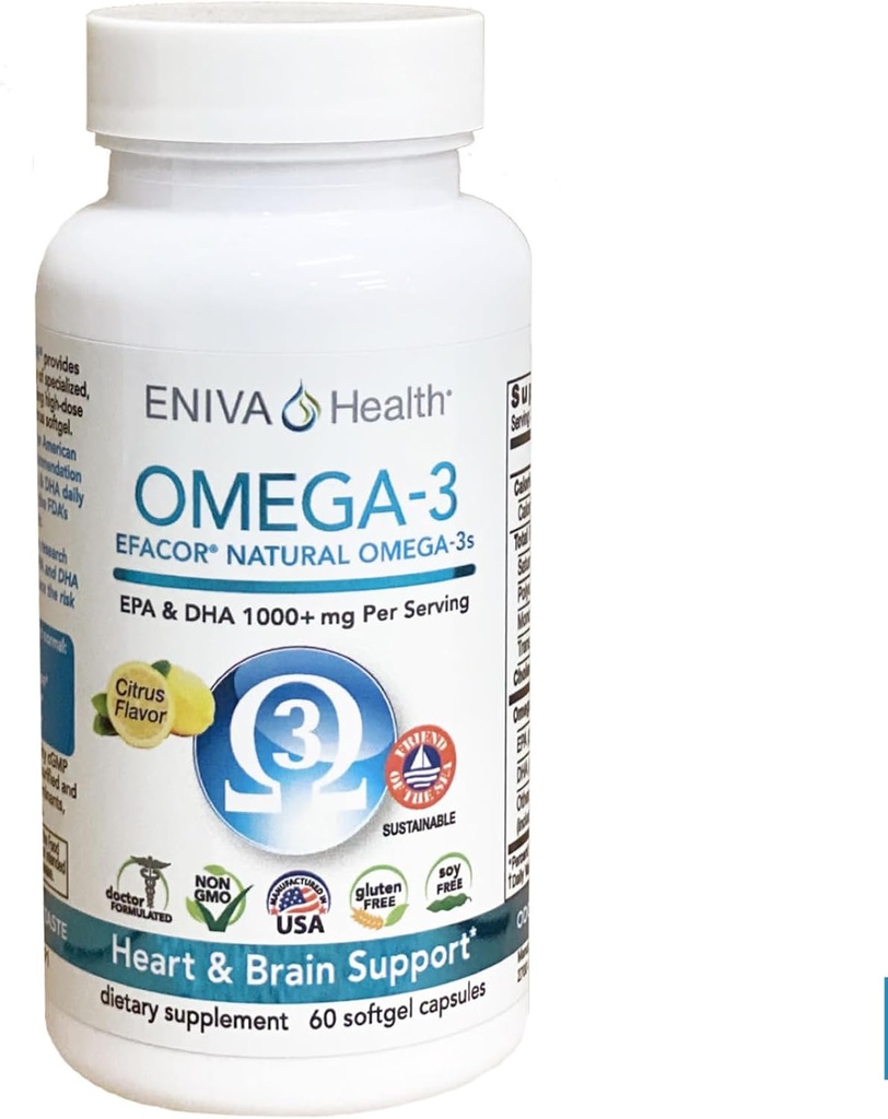 Eniva Omega-3 aceite de peixe alto EPA/DHA Premium Fish Oil Daily Supplement (60 cápsulas)