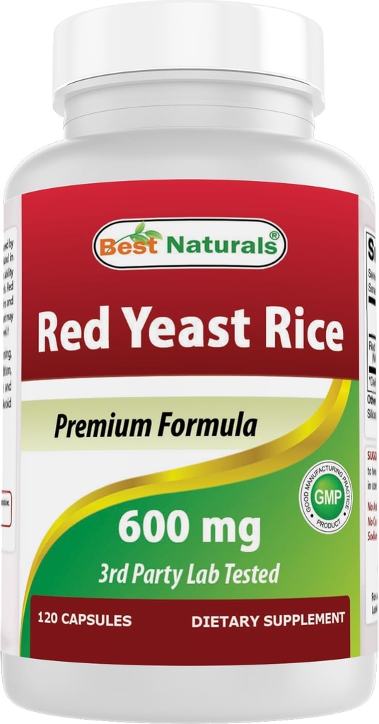 Best Naturals, Red Yeast Rice, 600 mg cápsulas, 120 cápsulas, 2 cápsulas por porção/1200mg por porção