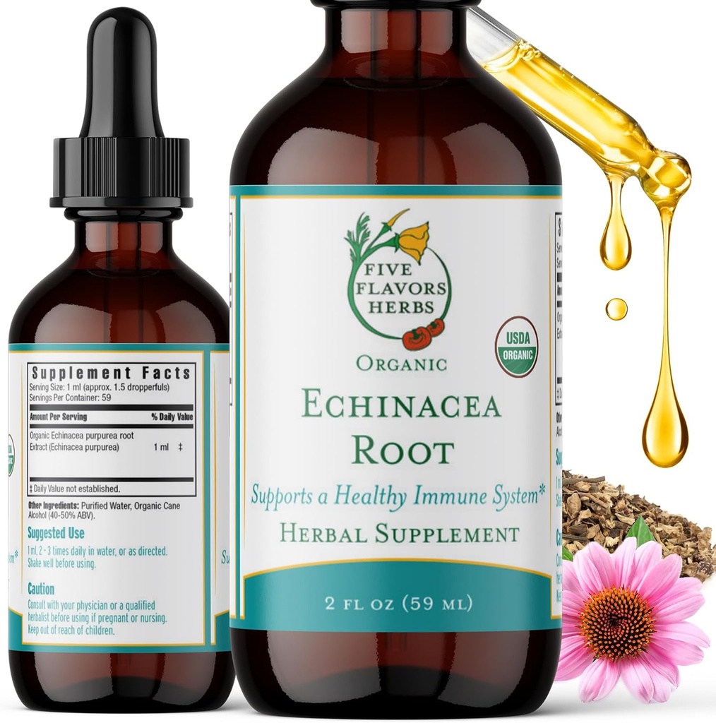 Echinacea Root Tincture - Apoio ao sistema inmunitario, para Bites, Stings & Wounds, Milky Oat, Suplemento de herba - 2 Fl Oz