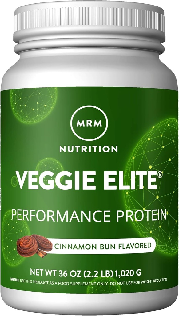 MRM Nutrition Veggie Elite Performance Protein   Cinnamon Bun Flavoreds Plant-Based Proteins easy to Digest s with BCAAss Vegan + Gluten-Free | Clinically Testeds Digestive enzymes s 30 Servings