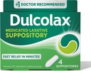 Dulcolax Stimulant Laxative Medicated Suppositories, Predictable & effektiv Constipation Yardım, Bisacodyl 10 mg, 4 Count