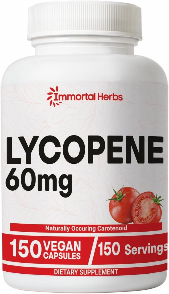 Lykopén Supplement pre Muži 60mg, 150 Kapsule, Natural Tomato Extract Powder for Skin, Heart & Immune Support, 100% Veg Lycopene Complex, Non-GMO and Gluten Free Carotenoid Supplement
