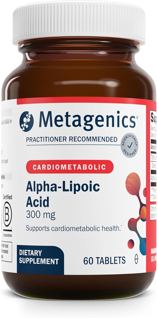 Metagenics Alpha-Lipoic Acid 300 mg - Metabolism " Antioxidant Support supplement for Tissue, Brain ' Heart Health* - Non-GMO, Gluten-Free, Vegan, Soy-Free - GMP Certified Facility - 60 Tablets