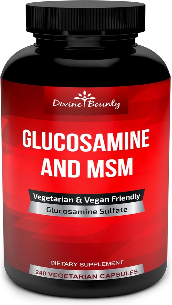 Divine Bounty Glucosamina Sulfate suplementari (2000mmg per Serving) amb MSM - 240 Petit Vegetal Capules - Norkefish o Additives