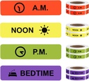 Medicine Stickers Medication Instruction Label Permanent Paper Label AM NOON PM Bedtime for Pill case Planner 0,4 * 1,6inch (500 per Roll 4 Pack)