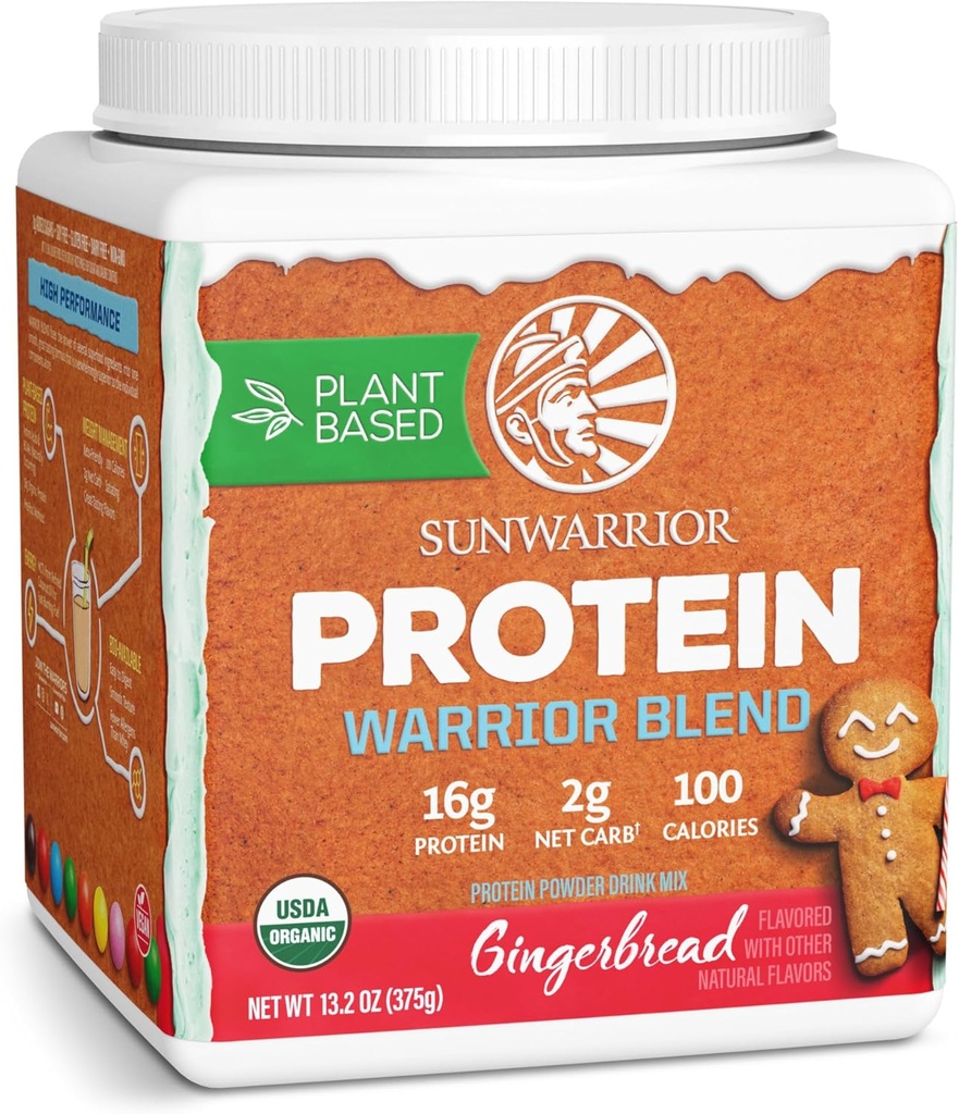 Man Plant Based Protein Powder ) Vegan Organic Protein Powder Gingerbread Flavored with BCAA Amino Acids " Hemp Seed Pea Blend ) Non-GMO Soy Dairy Filler " Gluten Free (Gingerbread, 15 Servings)