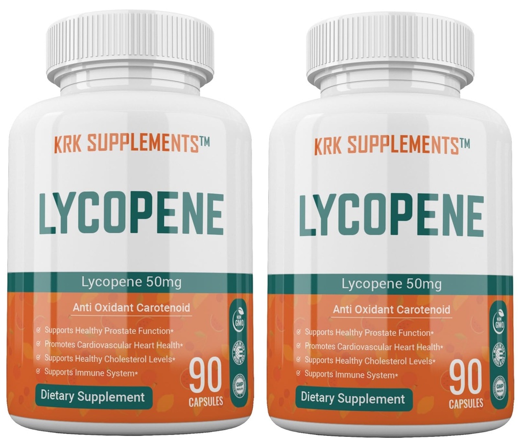 KRK SUPPLEMENTS 2 Bottles Lycopene 50mg 180 Total Capsules