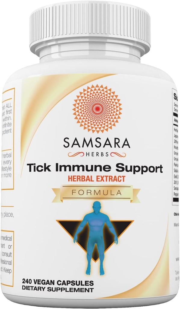 Samsara Herbs Tick Имунна поддръжка - Японски Knotweed, Котки нокти, Andrographis, Cryptolepis, Sarsaparilla, Resveratrol, Tick Bite Support 240 капсули
