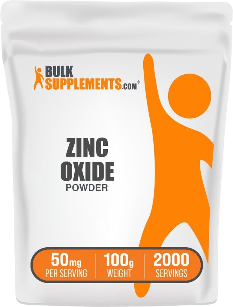 BulkSupplements.com Zinc Oxide Powder - Zinc Oxide Supplement, Mineral Supplement for Immune Support - Gluten Free, 50mg per Serving, 250g (8.8 oz) (Pack of 1)