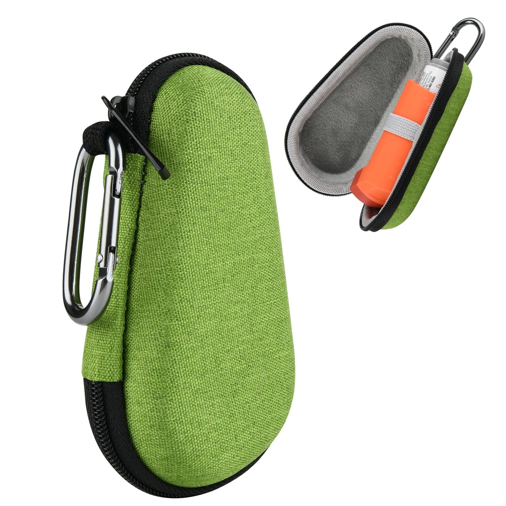 Beautyflier Asthma Inhaler Travel Case, Carrying Case for Portable Handheld Inhaler With Clip-on Keychain Carabiner, Protective Inhaler Carrier Holder for All Ages, Case Only (4IN, Green)