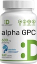 Alpha GPC 600mg Per Serving, 240 kapsułki - Bioavailable Choline Replenishment -Nootropic Brain Health Supplements for Memory and Focus - Non-GMO, Gluten Free
