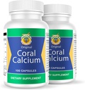 Calcio de Coral Set de 2 frascos con 100 capsulas CADA uno. Reforzado con Vitamina D y Magnesio. Combate: Cansancio, Dolor de huesos, insomnio, Calambres, Artritis. 100% naravno.