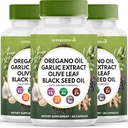 Oregano Petroli Garlic va extreure a Olive Leaf Negre Seud Petroli Astragalus - Imune support suplementari per Dones i homes- 180 Compte
