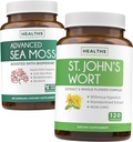 Sea Moss & St. John's Wort (2-Month Supply) Mood Moss - Organic Irish Sea Moss - Raw Vegan Supplement (120 Caps) e St John's Wort con poderoso 900mcg Hypericin Vegan Non-GMO (120 Capsules)