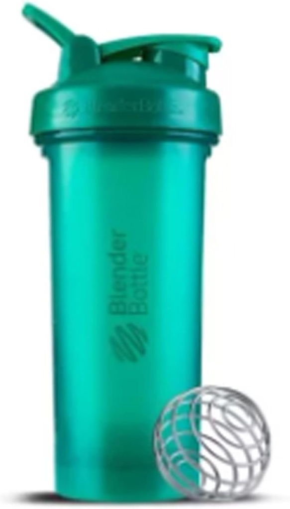 BlenderBottle Shaker Bottle med Pill Organizer och lagring för Protein Powder ProStak System, 22-Ounce, Teal