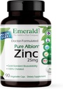 Emerald Labs Zinc 25mg - Soutien immunitaire, santé digestive, support de stress oxydatif - Fabriqué avec du bisglycin au zinc - Vegan & sans gluten - 90 capsules végétales