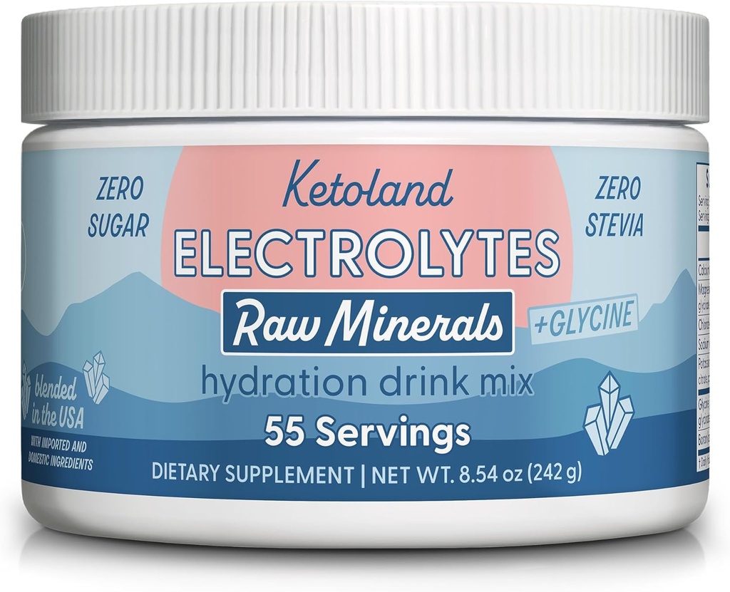 Raw Minerals + Glycine | Unflavored Keto Electrolytes Powder | No Sugar, Stevia, or Fillers