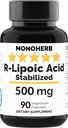 R-Lipoic Acid 500 mg - 90 Veg Capsules - Stabilized R-Alpha-Lipoic Acid