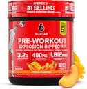 Seis estrelas pré-treino Explosão, Mango de pêssego (30 Servings) - Pré-treino Suplemento de energia em pó para homens e mulheres - pré-treino Mistura de bebida com creatina e beta Alanine - produtos de nutrição esportiva