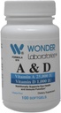 Wonder Laboratories Vitamín a 25 000 IU z tresky Pečeňový rybí olej + vitamín D3 1 000 IU