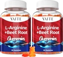 L Arginine 1000mg Supplement Beet Root Gummies - dobbel styrke, energiforsterkning støtte og utholdenhet, organisk Chewable Beets Supplements for menn og kvinner, vegansk gummy, sukkerfri(2 Pack)