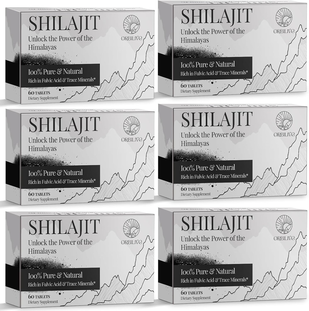 30.000 MG Shilajit Tablets, 100% Shilajit Pure, Himalayan Organic, Shilajit pentru bărbați și femei bogate în acid pelvian & 85+ Trace Minerale, Silajit Supplement for Energy & Immune System, 360 Count