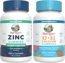 MaryRuth Organics Zinc (Tart Raspberry) & ויטמין K2+D3 Calcium Gummies (Peach מנגו & Apricot)