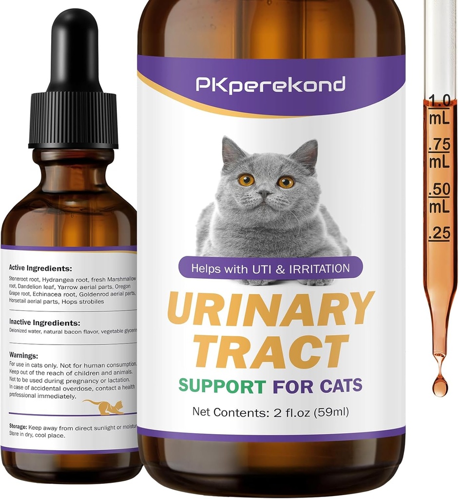 Dukungan Traktur Uriner untuk Kucing - Perawatan UTI UTIH untuk Kucing - Kesehatan CATE UTIC, Mengembalikan Kristal Urinary, Kidney dan Bladder Tambahan Dukungan, 2 oz CATNEW