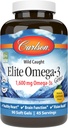 Carlson Elite Omega-3 Gems, 1600mg Omega-3s EPA & DHA, Wild-Caught Norwegian Fish Oil, Lemon Flavor, 90 Softgels