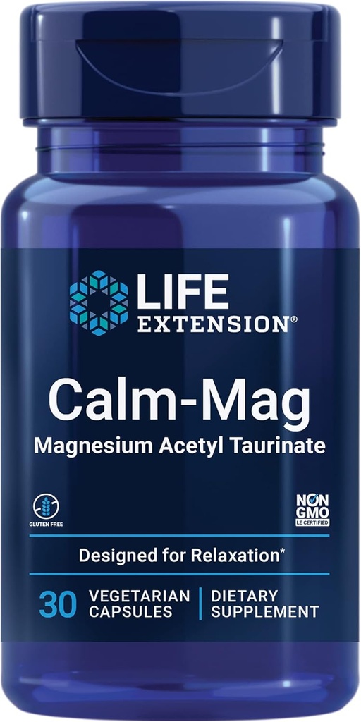 Life extension cool-Mag, Magnesium Acetyl taurinate, Daily Stress Management Formula, Supports coolness and chillation, Gluten-Free, Non-GMO, Vegetarian, 30 Capsules