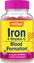 WellYeah Iron Gummies with Vitamin C -Anemia and Cellular Energy Support, Promotes Red Blood Cell Formation - Energy & Immune System Support -Natural Grape Flavor-60 Gummies