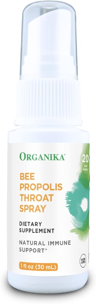 Organika Bee Propolis Throat Spray – Dabisks Imūnsupport un Sore Throat Relief – bez lipekļa, antioksidants papildinājums - bez alkohola šķidrumu, 1oz
