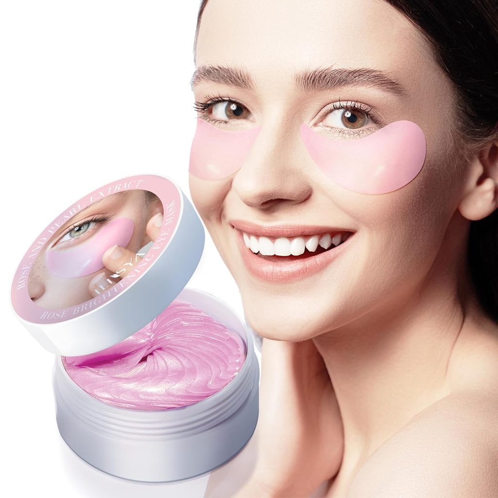 Rose Eye Mask-60 PCS- Po Akių Patches Akių gydymo kaukė tamsių apskritimų puffy akis krepšiai Fine Lines Anti- raukšlė su hialurono rūgštis