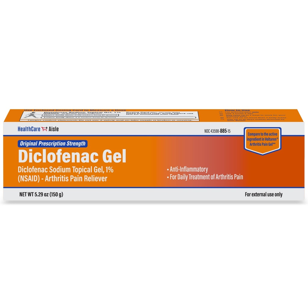HealthCareAisle Diclofenac Gel, 1%, Arthritis Pain Relief - 150 g tube - Original Prescription Strength (NSAID)